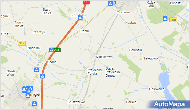 mapa Widziszewo, Widziszewo na mapie Targeo