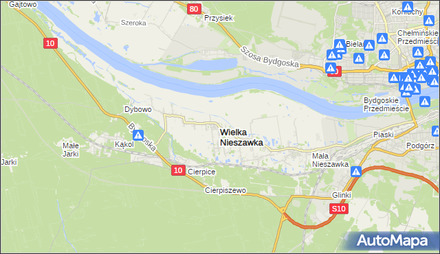 mapa Wielka Nieszawka, Wielka Nieszawka na mapie Targeo