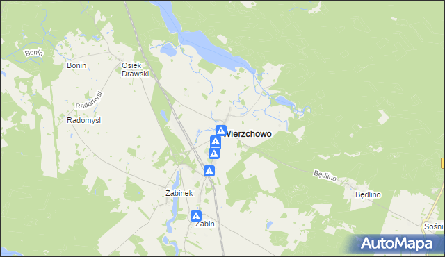 mapa Wierzchowo powiat drawski, Wierzchowo powiat drawski na mapie Targeo