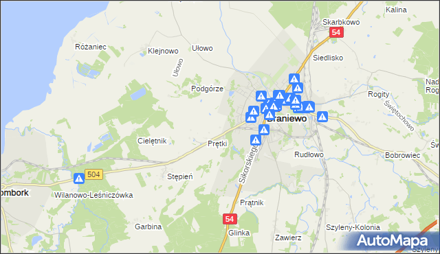 mapa Wikielec gmina Braniewo, Wikielec gmina Braniewo na mapie Targeo
