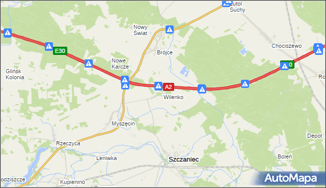 mapa Wilenko, Wilenko na mapie Targeo