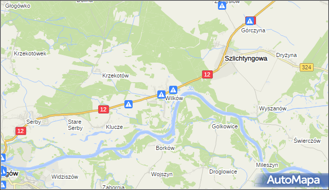 mapa Wilków gmina Głogów, Wilków gmina Głogów na mapie Targeo
