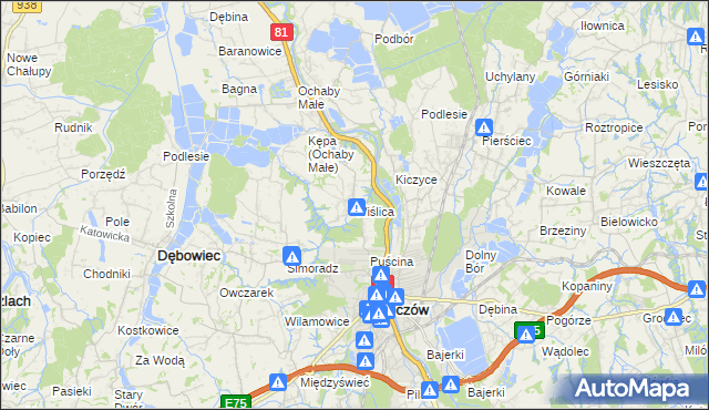 mapa Wiślica gmina Skoczów, Wiślica gmina Skoczów na mapie Targeo