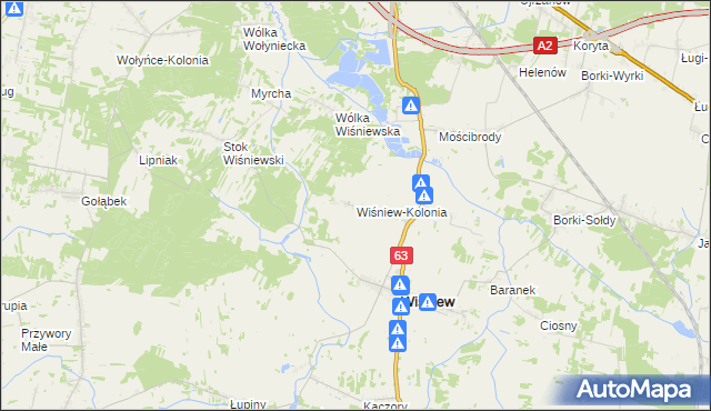 mapa Wiśniew-Kolonia, Wiśniew-Kolonia na mapie Targeo