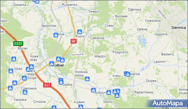mapa Władzin, Władzin na mapie Targeo