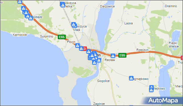 mapa Wolin, Wolin na mapie Targeo
