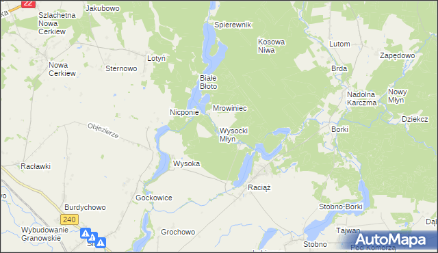 mapa Wysocki Młyn, Wysocki Młyn na mapie Targeo