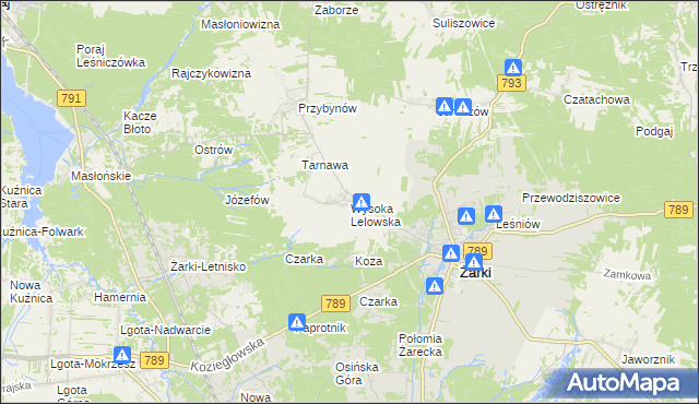 mapa Wysoka Lelowska, Wysoka Lelowska na mapie Targeo