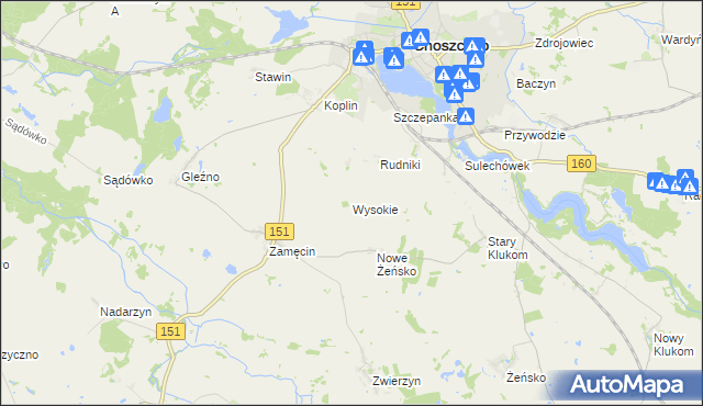 mapa Wysokie gmina Choszczno, Wysokie gmina Choszczno na mapie Targeo