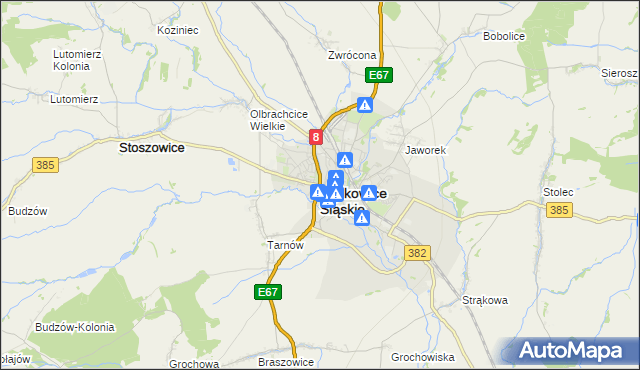 mapa Ząbkowice Śląskie, Ząbkowice Śląskie na mapie Targeo