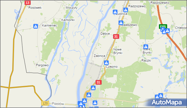 mapa Żabnica gmina Gryfino, Żabnica gmina Gryfino na mapie Targeo