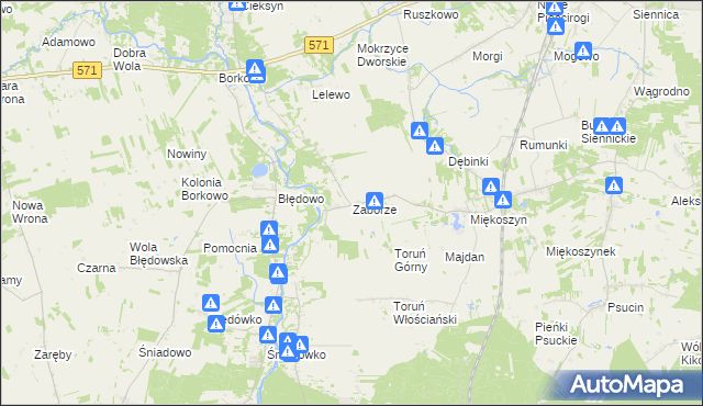 mapa Zaborze gmina Nasielsk, Zaborze gmina Nasielsk na mapie Targeo