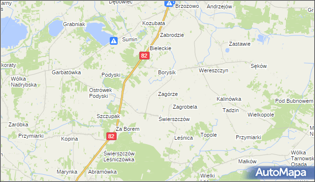 mapa Zagórze gmina Cyców, Zagórze gmina Cyców na mapie Targeo