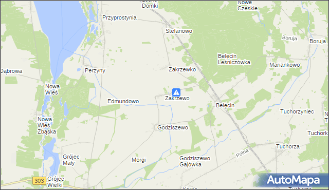 mapa Zakrzewo gmina Siedlec, Zakrzewo gmina Siedlec na mapie Targeo