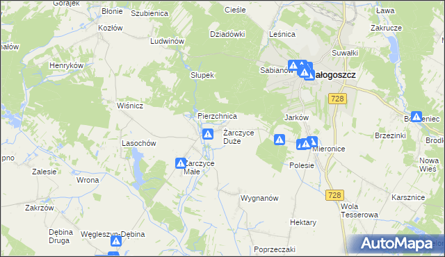 mapa Żarczyce Duże, Żarczyce Duże na mapie Targeo