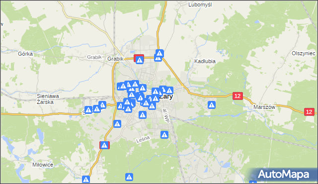 mapa Żary, Żary na mapie Targeo