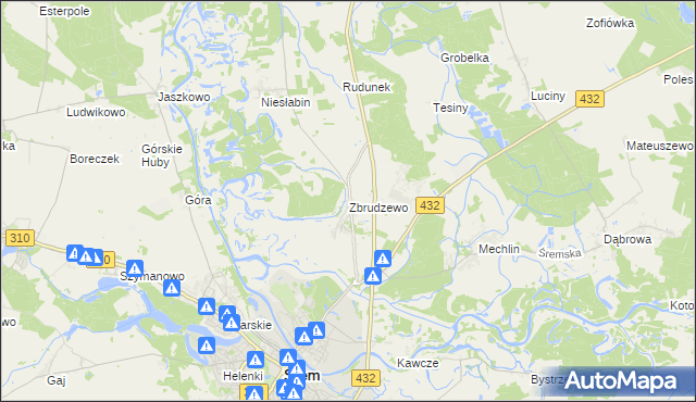 mapa Zbrudzewo, Zbrudzewo na mapie Targeo