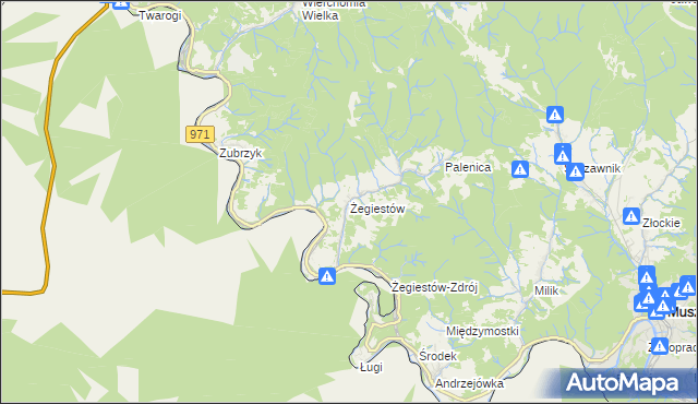 mapa Żegiestów, Żegiestów na mapie Targeo
