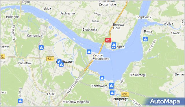 mapa Zegrze Południowe, Zegrze Południowe na mapie Targeo