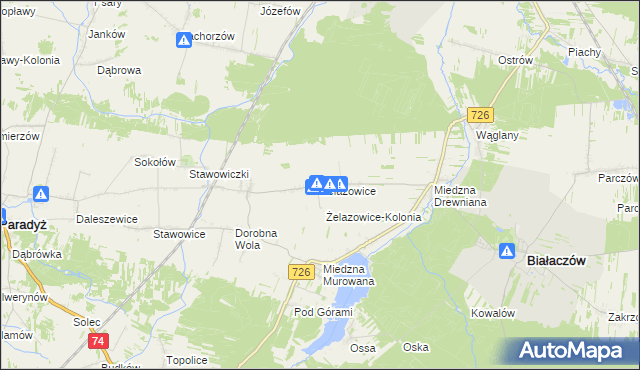 mapa Żelazowice, Żelazowice na mapie Targeo