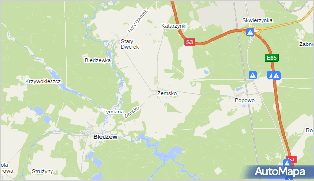 mapa Zemsko gmina Bledzew, Zemsko gmina Bledzew na mapie Targeo