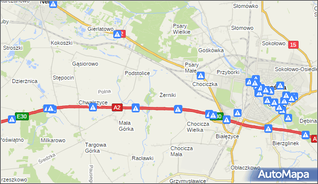 mapa Żerniki gmina Września, Żerniki gmina Września na mapie Targeo