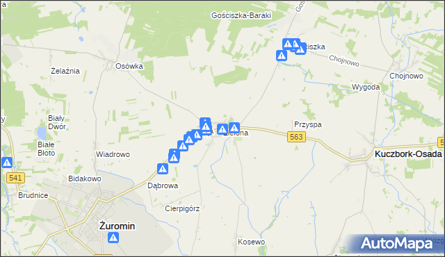 mapa Zielona gmina Kuczbork-Osada, Zielona gmina Kuczbork-Osada na mapie Targeo