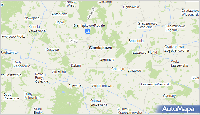 mapa Ziemiany gmina Siemiątkowo, Ziemiany gmina Siemiątkowo na mapie Targeo