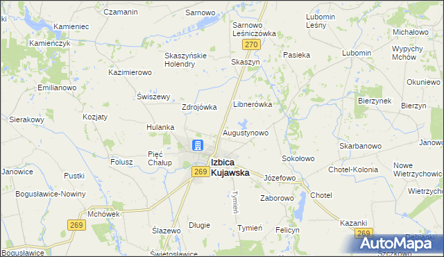 mapa Augustynowo gmina Izbica Kujawska, Augustynowo gmina Izbica Kujawska na mapie Targeo