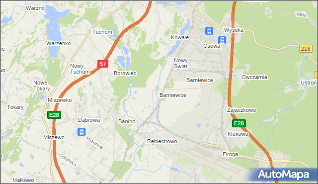 mapa Barniewice, Barniewice na mapie Targeo