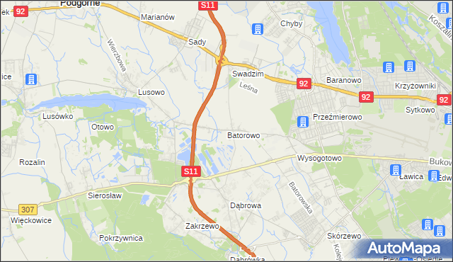 mapa Batorowo gmina Tarnowo Podgórne, Batorowo gmina Tarnowo Podgórne na mapie Targeo