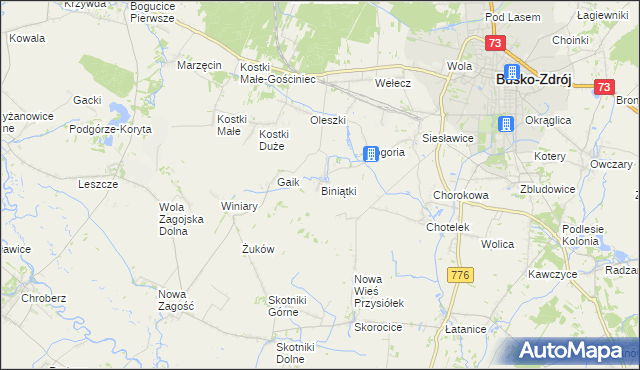 mapa Biniątki, Biniątki na mapie Targeo