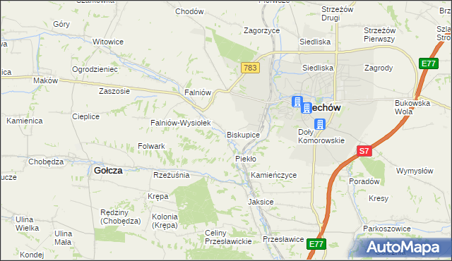 mapa Biskupice gmina Miechów, Biskupice gmina Miechów na mapie Targeo