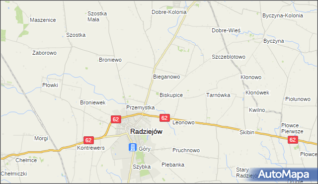 mapa Biskupice gmina Radziejów, Biskupice gmina Radziejów na mapie Targeo