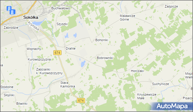 mapa Bobrowniki gmina Sokółka, Bobrowniki gmina Sokółka na mapie Targeo