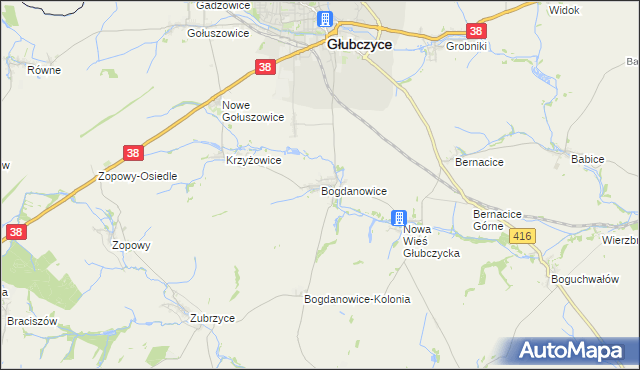 mapa Bogdanowice, Bogdanowice na mapie Targeo