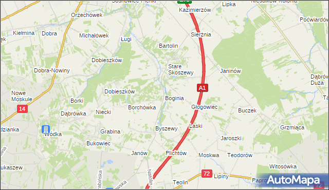 mapa Boginia, Boginia na mapie Targeo