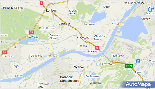 mapa Bogoria gmina Łoniów, Bogoria gmina Łoniów na mapie Targeo