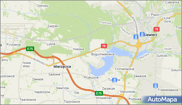 mapa Boguchwałowice, Boguchwałowice na mapie Targeo