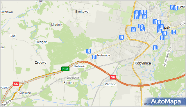 mapa Bolesławice gmina Kobylnica, Bolesławice gmina Kobylnica na mapie Targeo