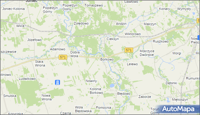 mapa Borkowo gmina Nasielsk, Borkowo gmina Nasielsk na mapie Targeo