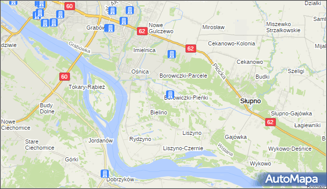mapa Borowiczki-Pieńki, Borowiczki-Pieńki na mapie Targeo
