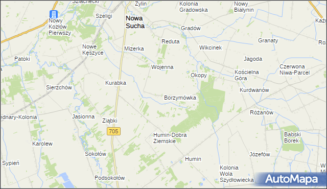 mapa Borzymówka, Borzymówka na mapie Targeo