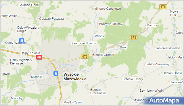 mapa Brzóski-Gromki, Brzóski-Gromki na mapie Targeo