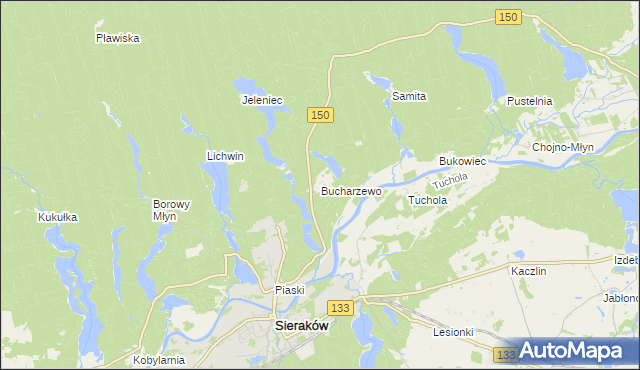 mapa Bucharzewo, Bucharzewo na mapie Targeo