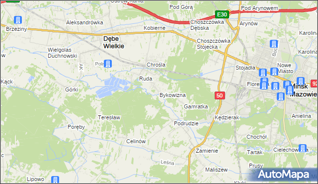 mapa Bykowizna, Bykowizna na mapie Targeo