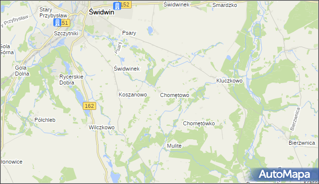 mapa Chomętowo gmina Brzeżno, Chomętowo gmina Brzeżno na mapie Targeo