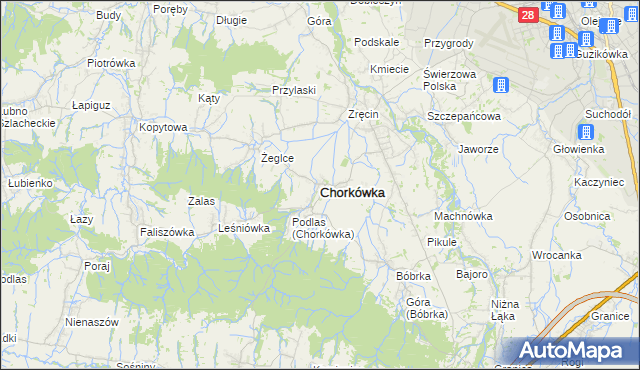mapa Chorkówka, Chorkówka na mapie Targeo
