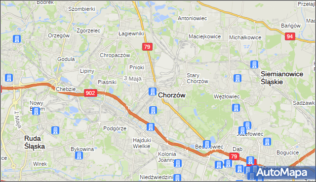 mapa Chorzów, Chorzów na mapie Targeo