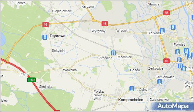 mapa Chróścina gmina Dąbrowa, Chróścina gmina Dąbrowa na mapie Targeo